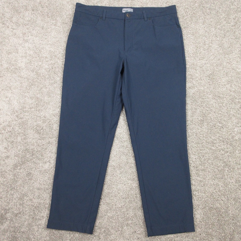 VRST Pants Mens 36x30‎ Blue Solid Athletic Tapered Performance Golf Chinos Zip